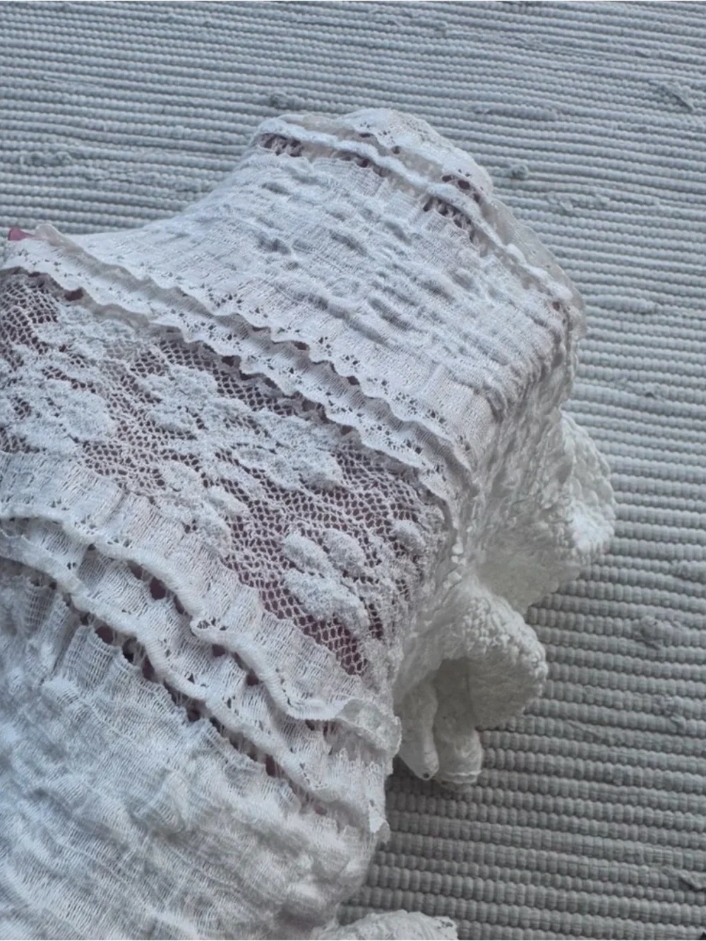 Anthropologie NWT White Boho Cottagecore Lace Smocked Blouse Medium